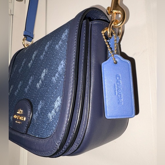 💙 Coach Saddle Bag 20 Signature Canvas & Leather Horse & Carriage C4059 - Picture 3 of 14